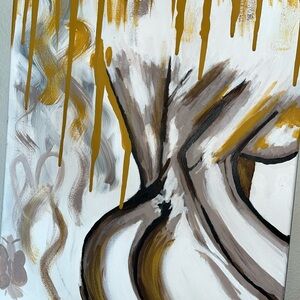 Dynamic Gold and Brown Abstract Painting